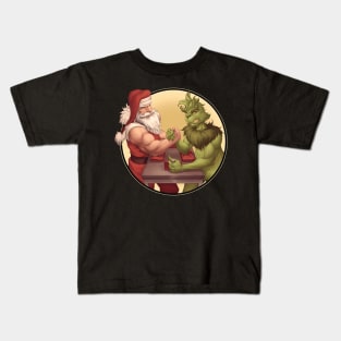 Santa Christmas Armwrestling Kids T-Shirt